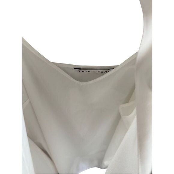 Trina Turk Womens White Built In Tank Top Roll Tab Button-Up Tunic Top Large - Picture 11 of 16
